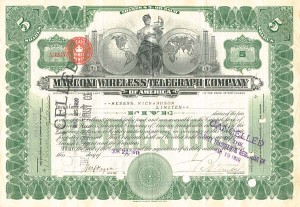 Marconi Wireless Telegraph Co. - Stock Certificate